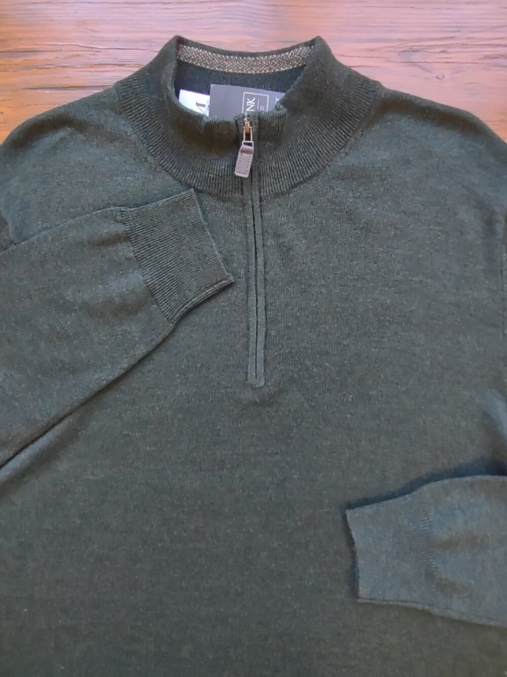 NWT Jos A Bank Traveler 100% Merino Wool 1/4 Zip Sweater Dark Green  Size XL - Picture 5 of 11